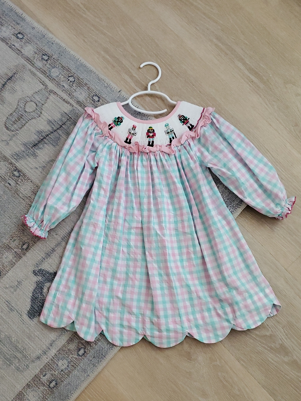 Smocked Flamingo Toddler Girls Embroidered Christmas Nutcracker Dress Sz3T